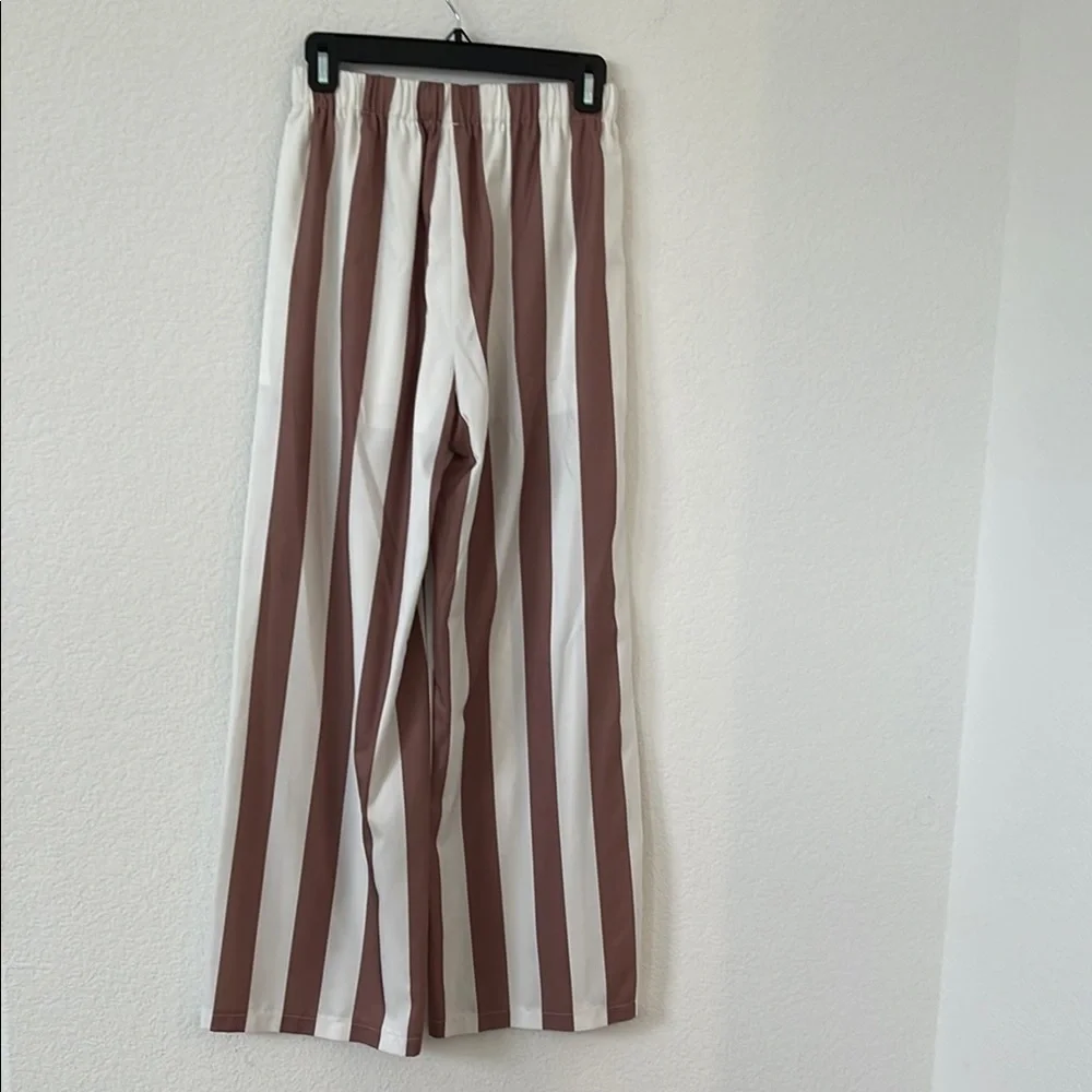 EUC | Shein | Vertical Striped Brown & White Pants | Sz M - Picture 5 of 5